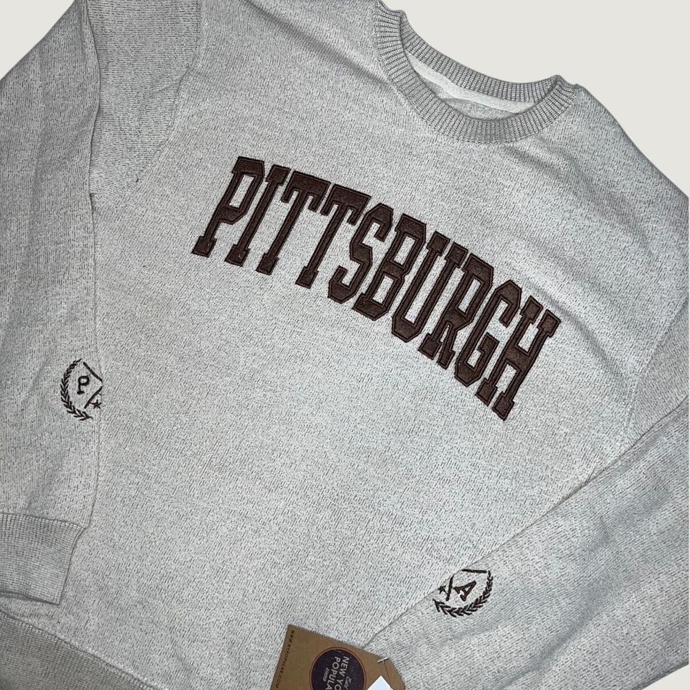 New York Popular Pittsburgh Sweatshirt Mens Large Oatmeal Crewneck Pullover NEW